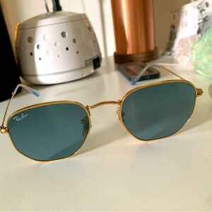 Like new worn once! Turquoise and gold rayban glasses